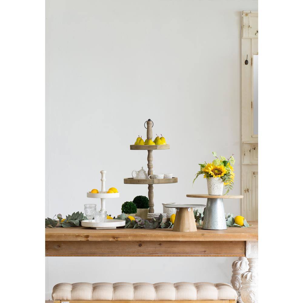 Woodruff Weathered Natural 3-Tier Round Wood Serving Tray