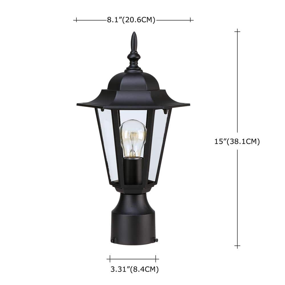 Retro Outdoor Post Light Kits with Textured Black Finished and Clear Glass Hexagon Shade (2 Packs)