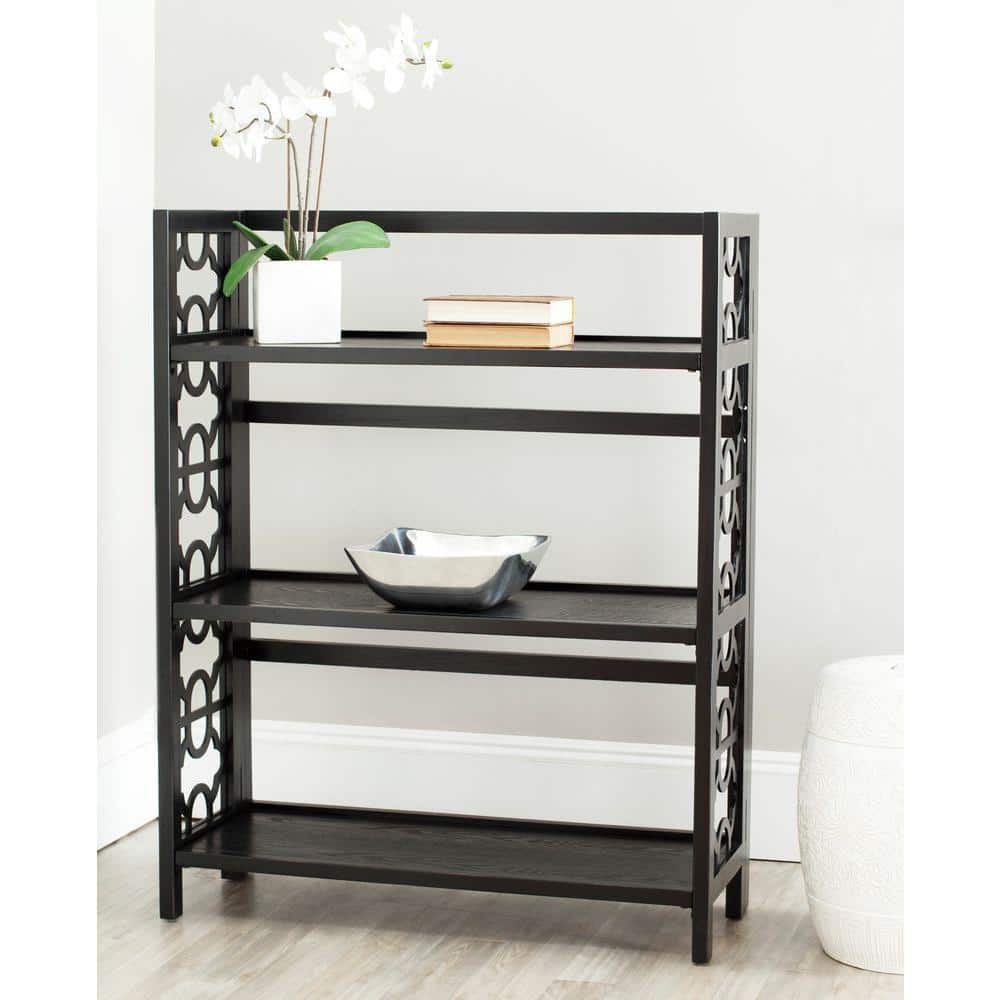 Transitional Black Pine 34" Wide Bookcase with Decorative Sides