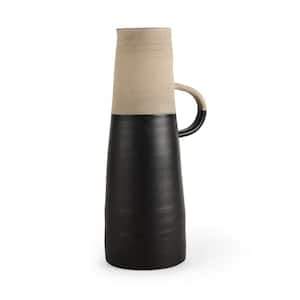 Garand Large 18.8H 2-Toned Black/Natural Ceramic Jug