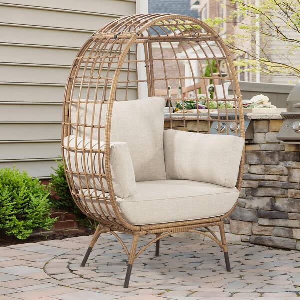 Zeus & Ruta Yellow Wicker Outdoor Patio Egg Lounge Chair