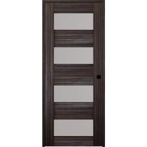 Della 18 in. x 84 in. Right-Hand Frosted Glass Solid Core 4-Lite Gray Oak Wood Composite Single Prehung Interior Door