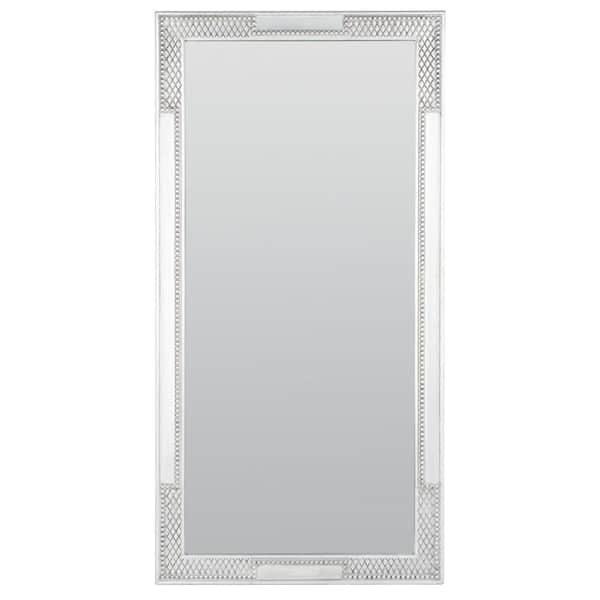 SAFAVIEH Lerson 30 in. W x 60 in. H Wood Rectangle Modern Silver Wall Mirror