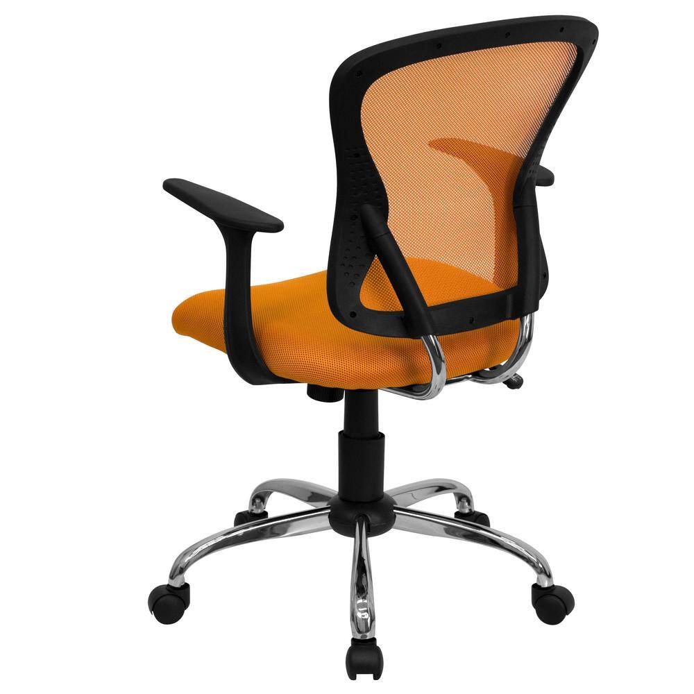 Mid-Back Orange Mesh Swivel Task Chair with Chrome Base