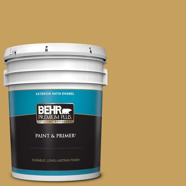 BEHR PREMIUM PLUS 5 gal. #M300-5 Ginger Jar Satin Enamel Exterior Paint & Primer