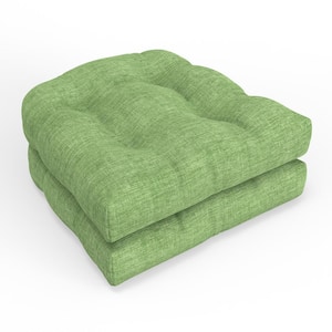 Solid Twill 19 in. W x 5 in. D Outdoor Square Tufted Wicker Seat Cushion 2 Count 19 in. x 19 in. Splash Green