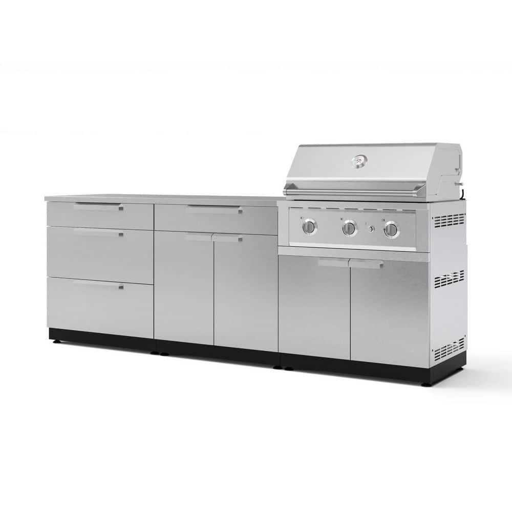Outdoor Kitchen 97in.W x 24in.D x 48.5in.H Stainless Steel 5-Piece Cabinet Set w/ 33in. Performance Liquid Propane Grill price history on PriceWatchPro