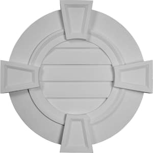 30 in. x 30 in. Round Primed Polyurethane Paintable Gable Louver Vent Functional
