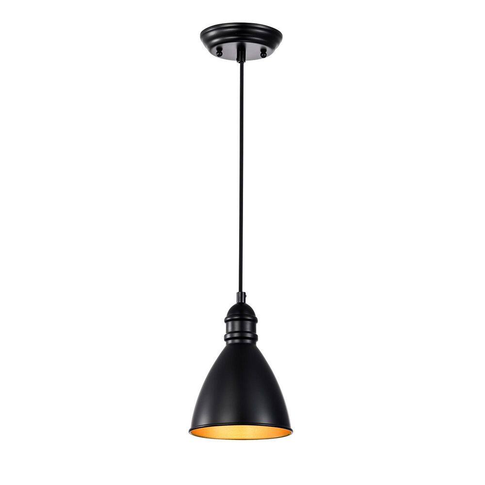 100-Watt 1-Light 6 in. Matte Black Hanging Pendant Light Fixture with Metal Cone Shade for Kitchen Island, Dining Room price history on PriceWatchPro