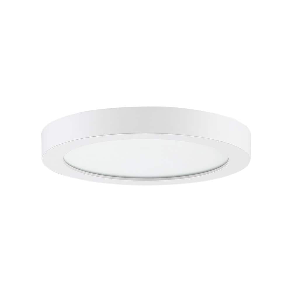 White Glass LED Flush Mount Ceiling Light with Brushed Nickel