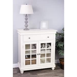 Brouno White 41.75 in. H x 38 in. W Accent Storage Cabinet with 1 Drawer and 2 Doors