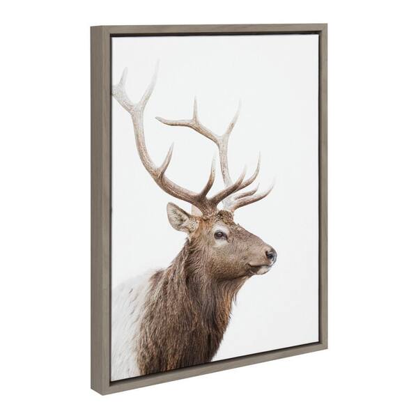 Kate and Laurel Sylvie Lone Joshua Tree Framed Canvas Wall Art by Amy Peterson Art Studio, 18x40 Gray, Nature Landscape Art Wall Décor