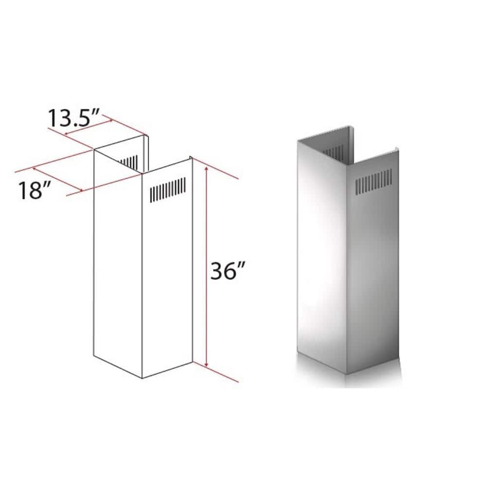 Stainless Steel Chimney Extension for 9-10 ft Ceilings