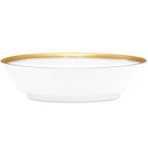 Crestwood Gold 9.75 in., 32 fl. oz. (Gold) Porcelain Serving Bowl (oval)