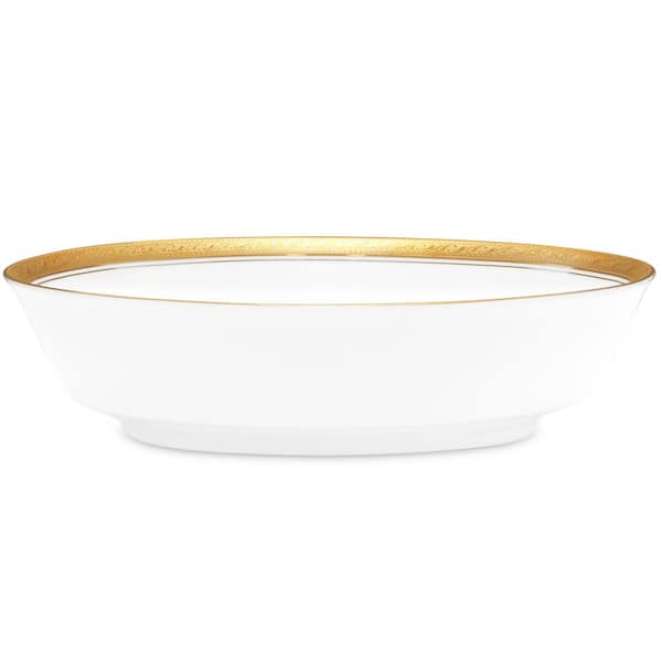 Noritake Crestwood Gold 9.75 in., 32 fl. oz. (Gold) Porcelain Serving Bowl (oval)