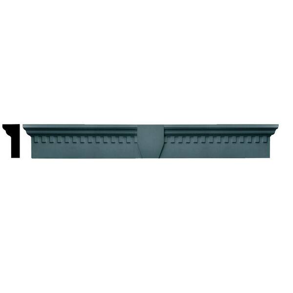 Builders Edge 3-3/4 in. x 9 in. x 73-5/8 in. Composite Classic Dentil Window Header with Keystone in 004 Wedgewood Blue