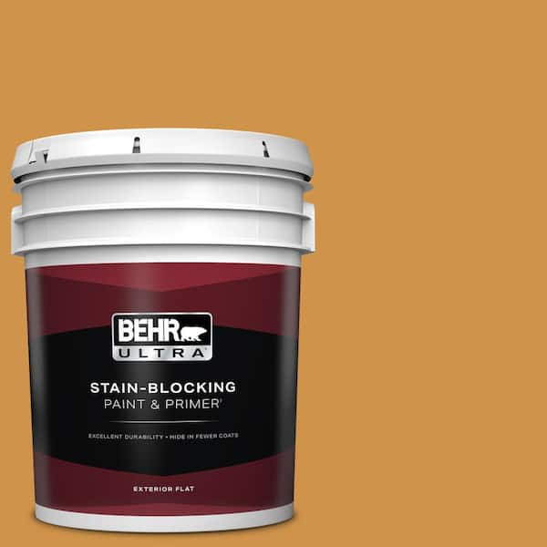 BEHR ULTRA 5 gal. #M260-6 Sweet Mustard Flat Exterior Paint & Primer