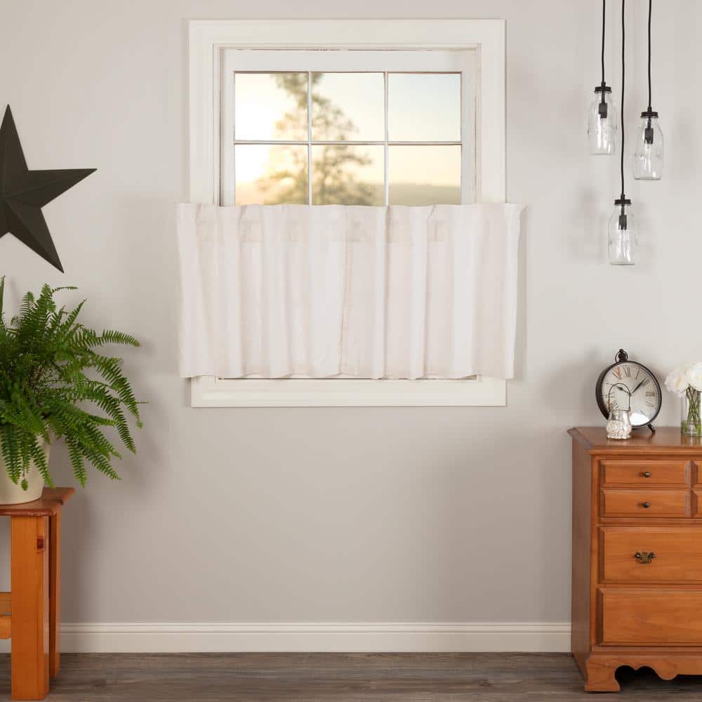 Simple Life Flax 36 in. W x 24 in. L Light Filtering Tier Window Panel in Antique White Pair price history on PriceWatchPro