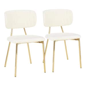 Bouton Gold and Cream Velvet Dining Chair (Set of 2)