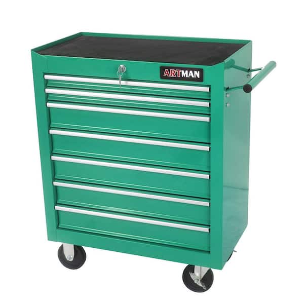 24.2 in. 7 DRAWERS MULTIFUNCTIONAL Tool Cart WITH WHEELS-GREEN