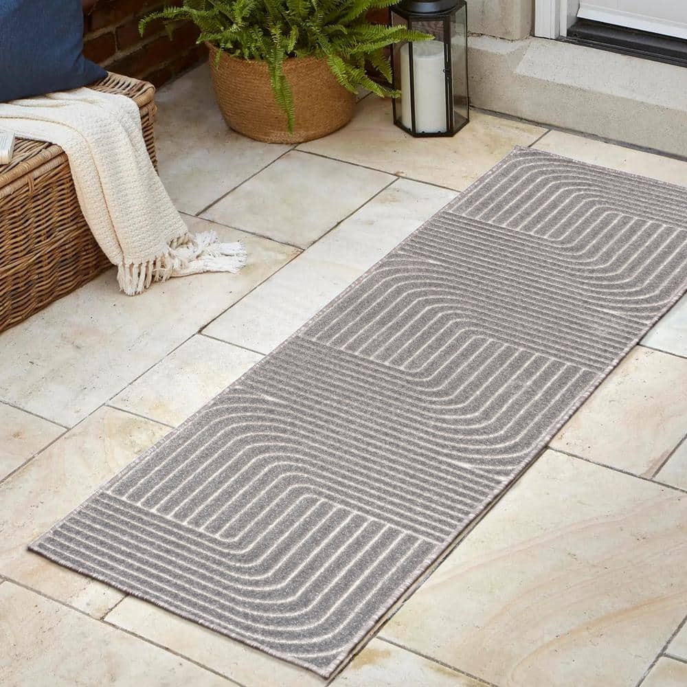 JONATHAN Y Odense High-Low Minimalist Angle Geometric Gray/Ivory 2 ft ...