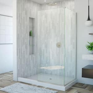 Linea Two 30 in. x 72 in. Semi-Frameless Glass Panels in Brushed Nickels