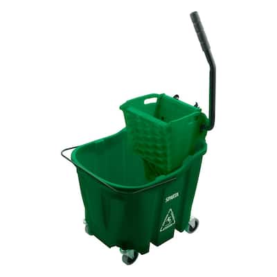 Samger Heavy Duty Mop Bucket with Wringer on Wheels 5 Gallon Plastic Tandem  Mopping Bucket 21 Quart Portable Mop Bucket for Household and Commercial