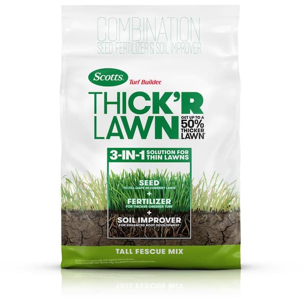Scotts Turf Builder 12 lbs. 1,200 sq. ft. THICK'R LAWN Grass Seed, Fertilizer, and Soil Improver for Tall Fescue