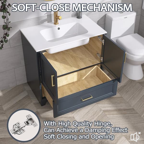 Zeafive 36 in. Freestanding Solid Wood Bath Vanity Cabinet