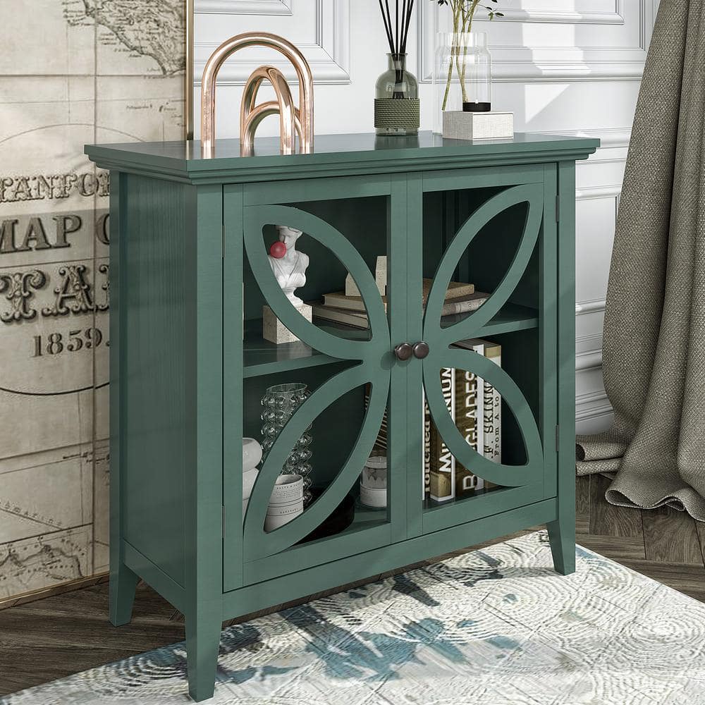 GODEER Navy Green Accent Storage Cabinet Wooden Cabinet with Decorative ...