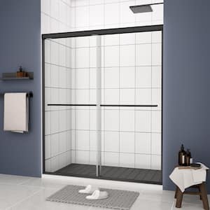 50 in. to 54 in. W x 70 in. H Sliding Framed Shower Door in Matte Black Finish with Clear Glass