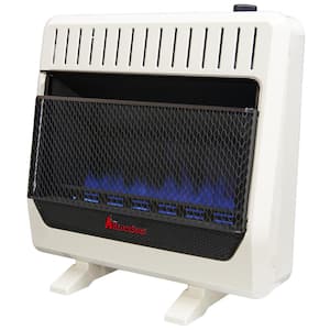30,000 BTU, Ventless Dual Fuel Blue Flame Heater With Base and Blower, T-Stat Control