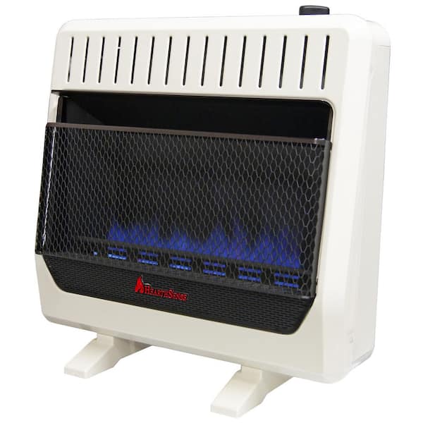 Hearthsense 30 000 Btu Ventless Dual Fuel Blue Flame Heater With Base And Blower T Stat Control 140324 The Home Depot