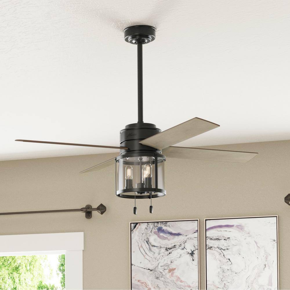 Astwood Matte Black 52" LED Ceiling Fan with Rounded Cage Design