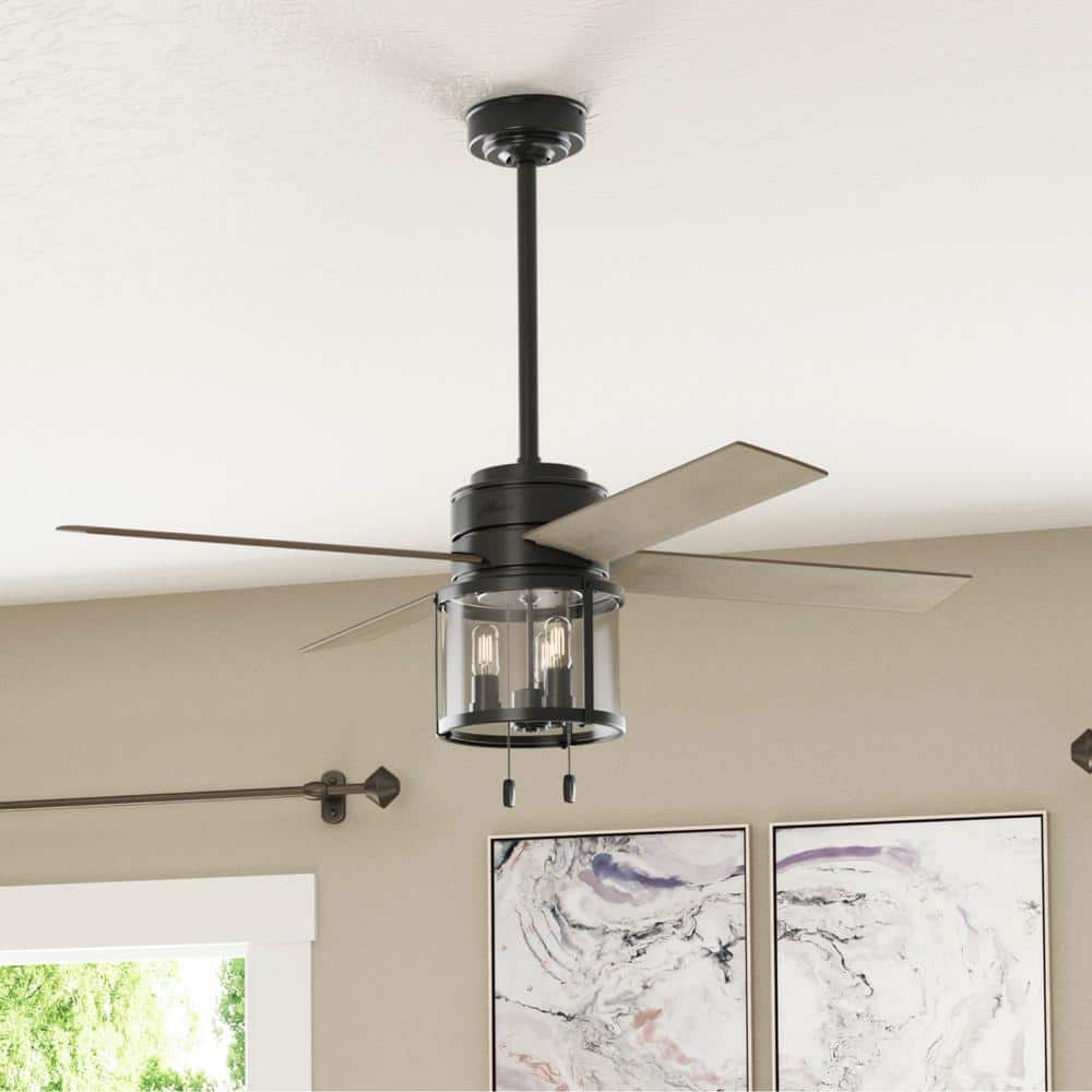 Astwood Matte Black 52" LED Ceiling Fan with Rounded Cage Design