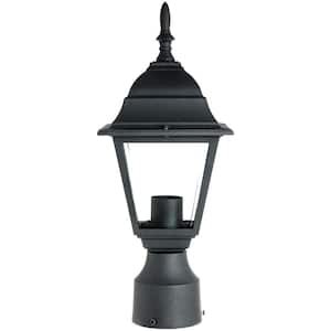 12.10 in. 1-Light Black Aluminum Hardwired Outdoor Waterproof Post Light Fixture with No Bulbs Included