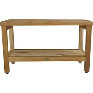 Caroline Teak Shower Bench with Shelf in Natural Finish ( 18 in X 12 in X 30 in )