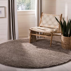 Solo Shag Brown 7 ft. x 7 ft. Round Solid Area Rug