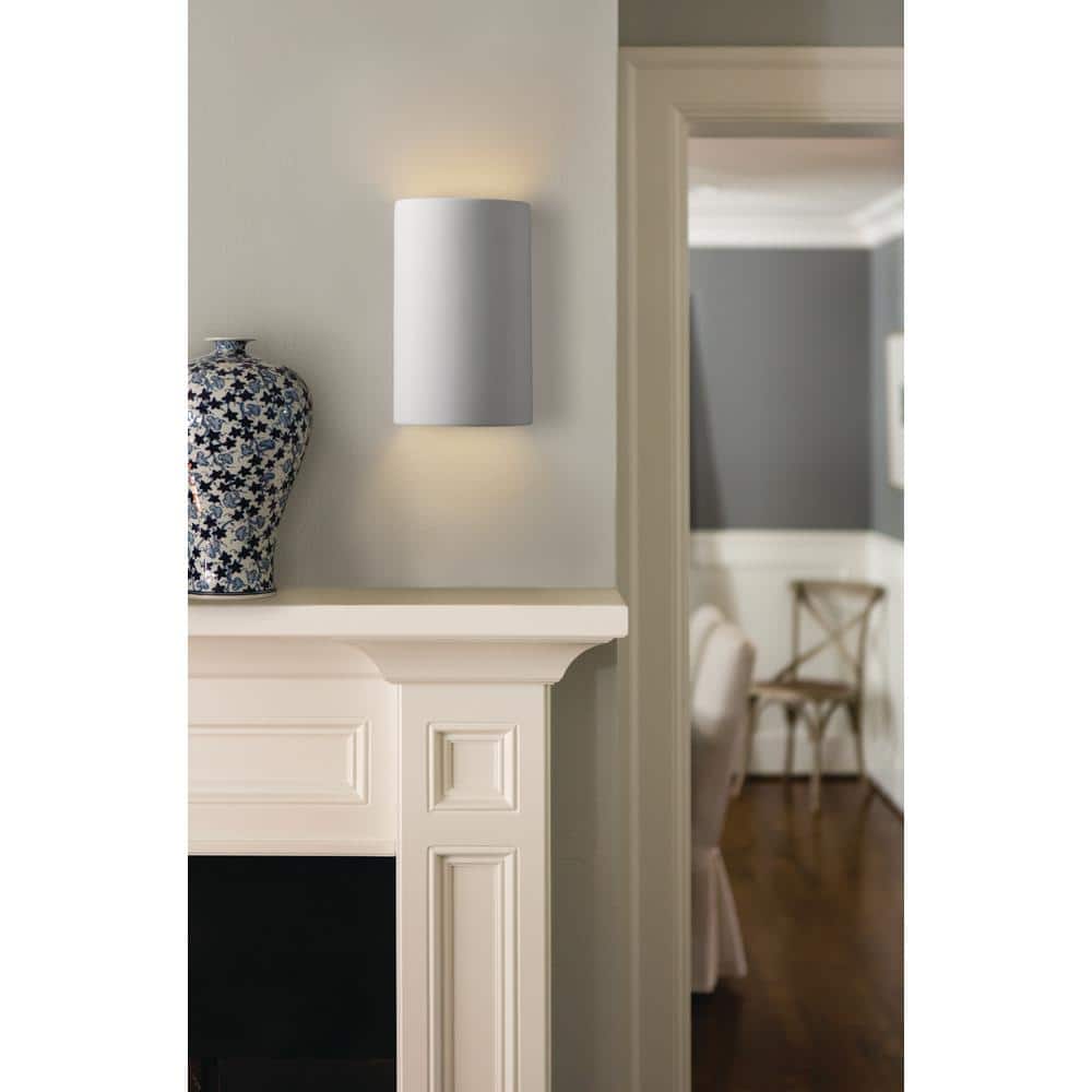 Sleek White Ceramic Cylinder Outdoor Wall Sconce, 9.5" Height