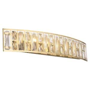 29.5 in. 7-Light Gold Vanity Light with Crystal Accents