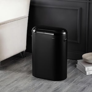 Robo Kitchen 13.2-Gal. Slim Oval Motion Sensor Touchless Trash Can with Touch Mode, Charcoal Black