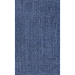 Pata Hand Woven Chunky Jute Navy 12 ft. x 18 ft. Area Rug