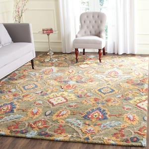 Blossom Green/Multi 10 ft. x 10 ft. Geometric Floral Square Area Rug
