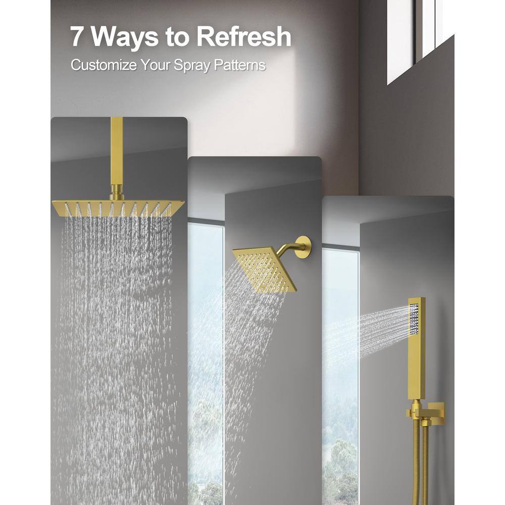 Grandjoy Brushed Gold Dual Shower Head System with Handheld Spray