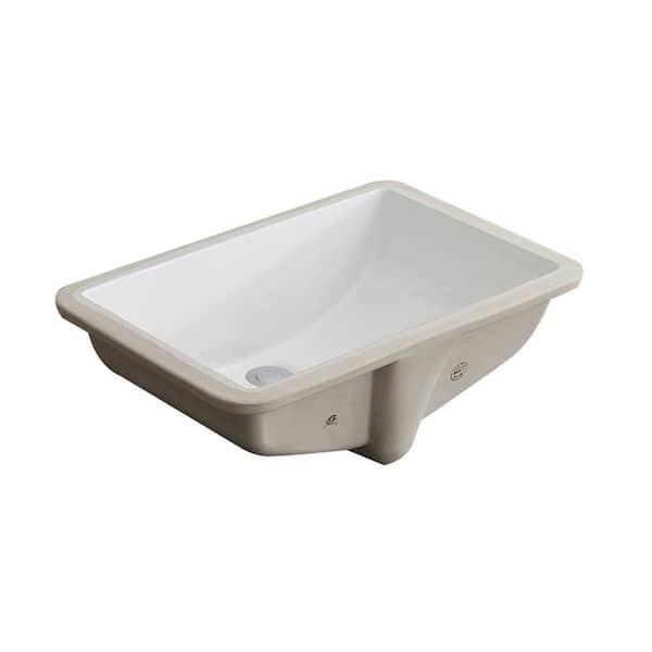 Boyel Living 21 in. x 13 in. Ceramic Rectangular Lavatory Undercounter Bathroom Sink in White