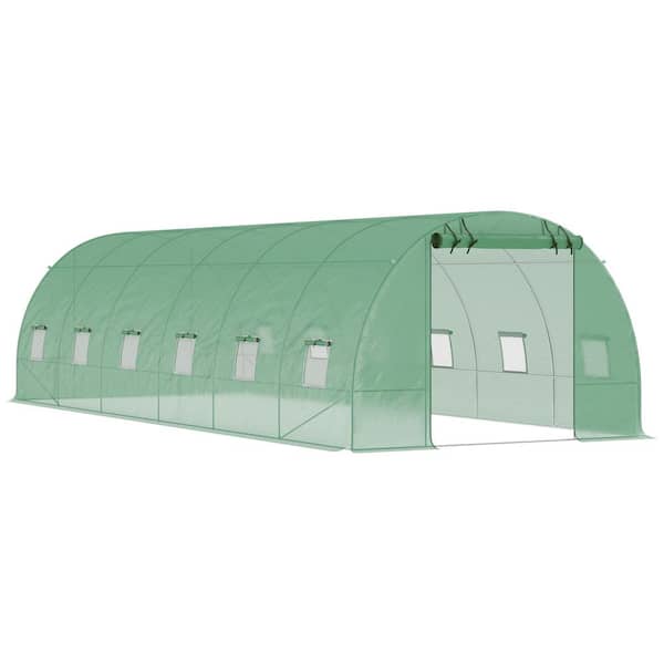Outsunny 312 in. W x 120 in. D x 84 in. H Walk-In Tunnel Greenhouse with Roll-up Windows