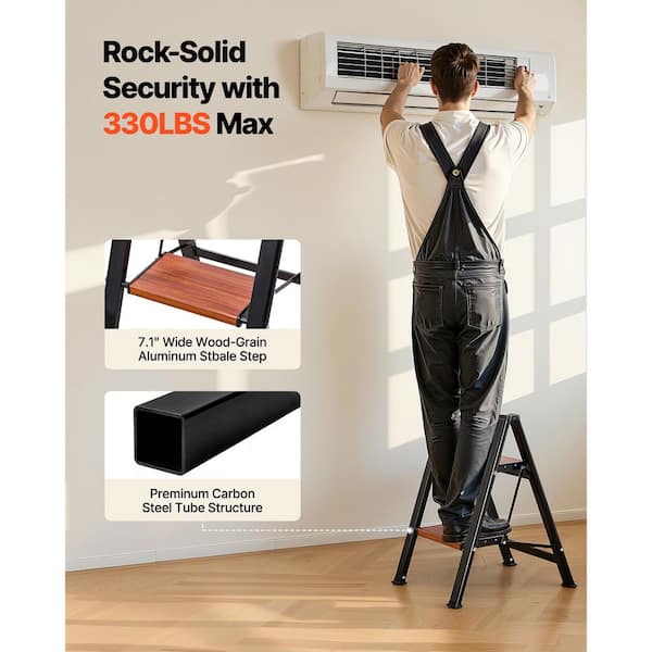SKYSHALO 2 Step Ladder, Folding Step Stool with Wide Anti-Slip