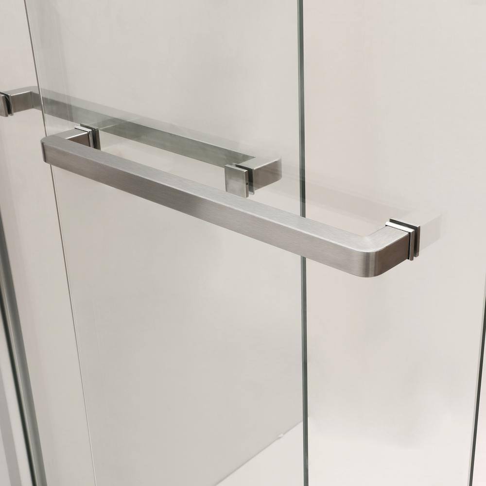 48" W x 76" H Brushed Nickel Semi-Frameless Sliding Shower Door