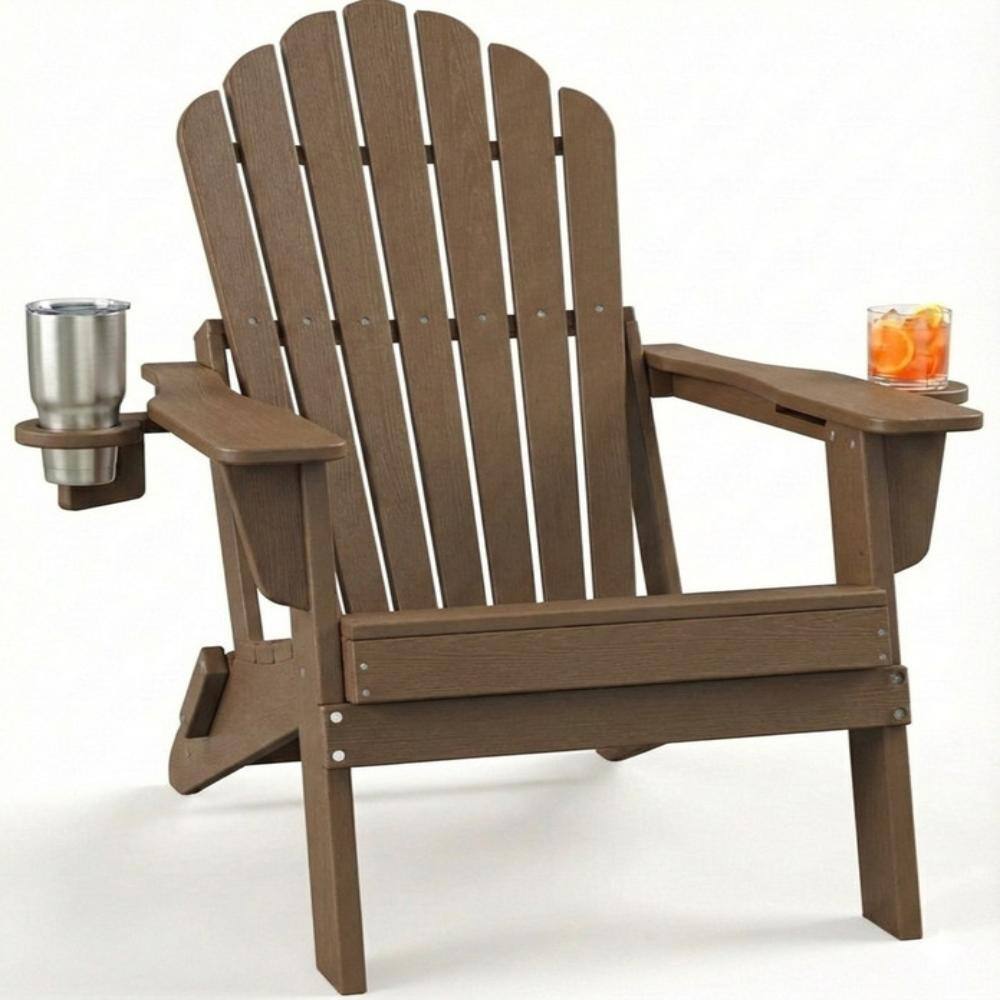 Upgraded Folding All-Weather HDPE Adirondack Chair with Dual Cup Holders, 37.8 in. Extra High Back & Reinforced Seat price history on PriceWatchPro