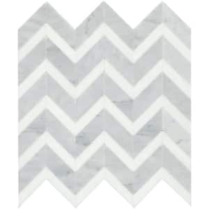 Bizou White/White 12 in. x 13 in. Polished Marble Mosaic Wall Tile (6.03 sq. ft./Case)
